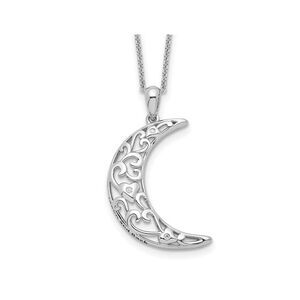 Love You To The Moon Charm Pendant Necklace in Sterling Silver with Chain